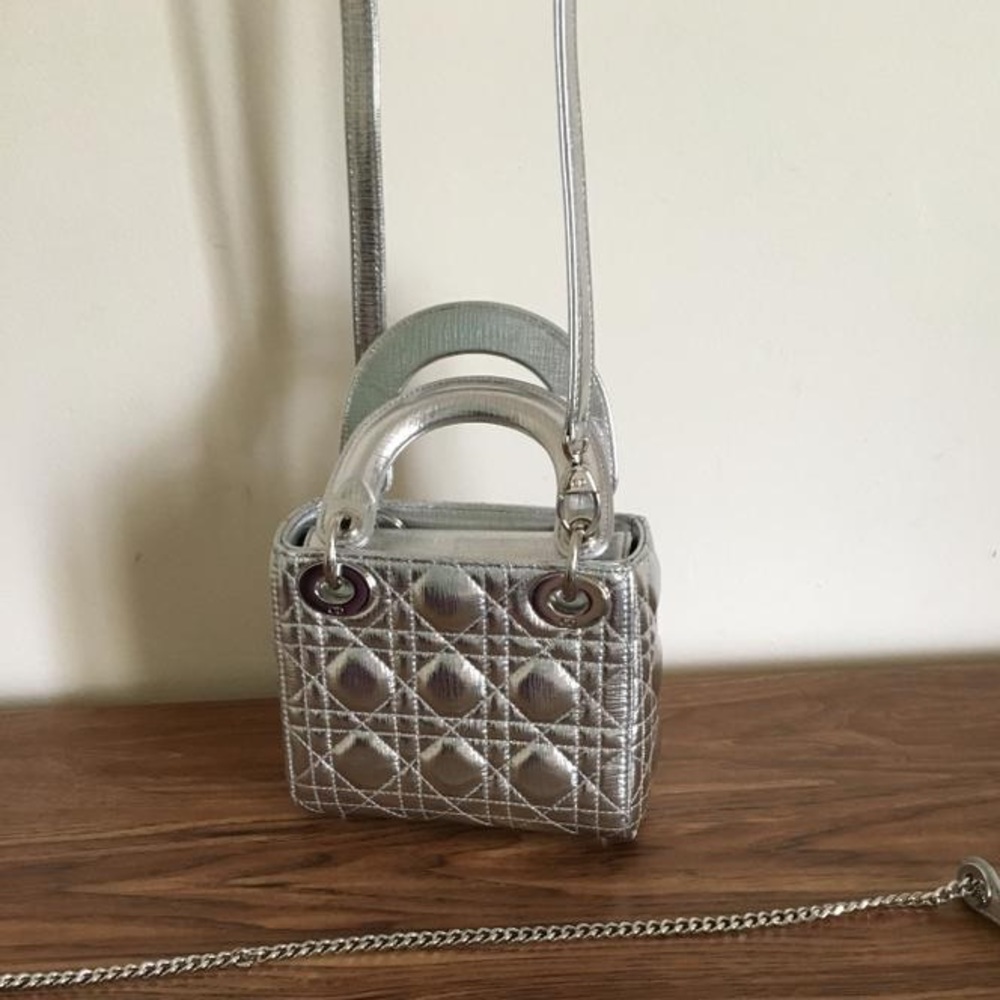 Lady Dior Mini Chrome Silver Bag